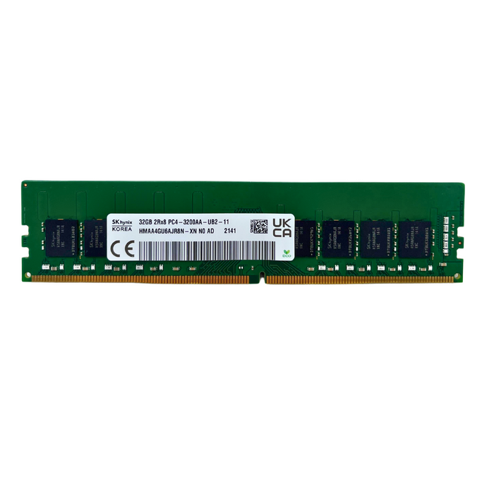 HYNIX 32GB 2RX8 PC4-3200AA -U Non-ECC Unbuffered UDIMM 1.2V Memory (HMAA4GU6AJR8N-XN)