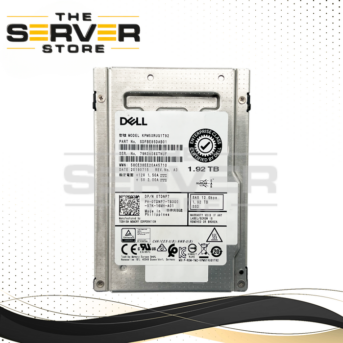 (60% Health) Dell 1.92TB 12GB SAS RI SFF 2.5" SSD Kioxia PM5-R (SUB) 400-AUJJ