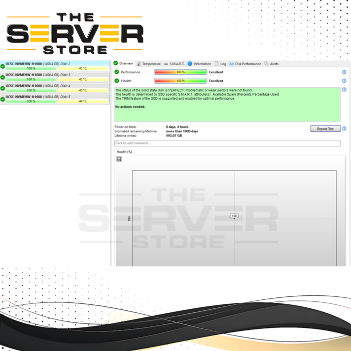 Cisco HGST UltraStar SN200 1.6TB NVMe U.2 High Endurance Gen3 2.5" Solid State Drive with Tray. *100% Health* P/N: 16-101080-01.