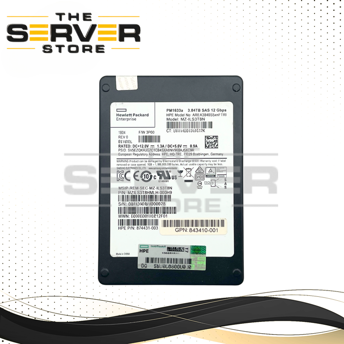 HPE 3.84TB SAS 12G RI SFF 2.5" SSD Samsung PM1633a Series MZ-ILS3T8N 874431-003