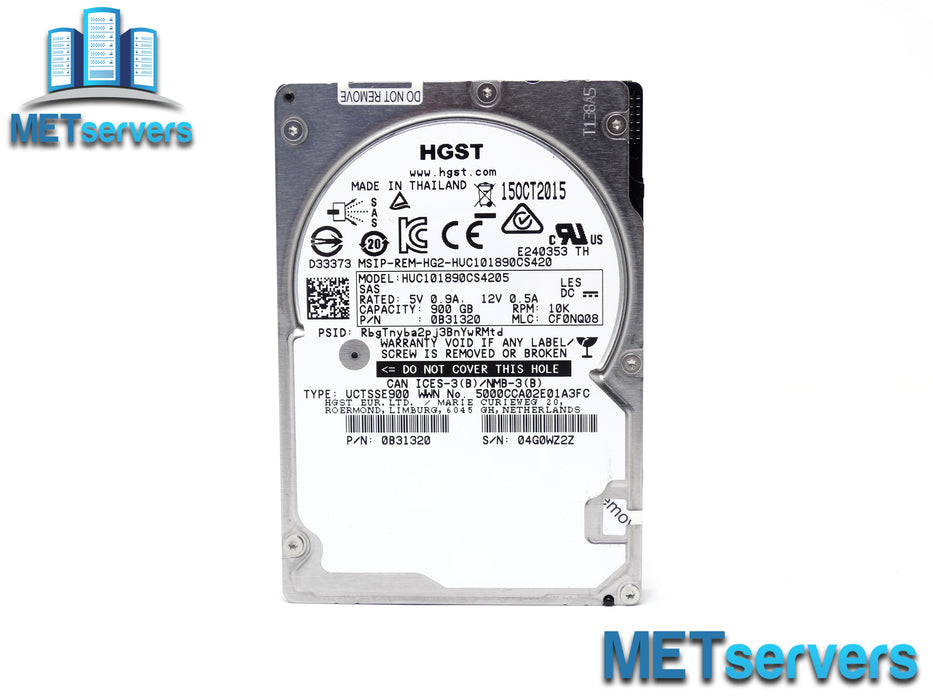 HGST C10K1800 900GB 10K SAS 12Gb/s 2.5'' Hard Drive HDD (0B31320)