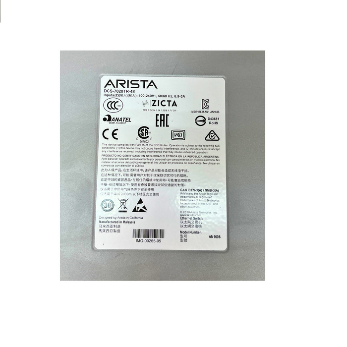 Arista DCS-7020TR-48 Ethernet Switch 6x SFP+ 1/10GE 4x Airflow Fans Rear to Front DCS-7020TR-48-R