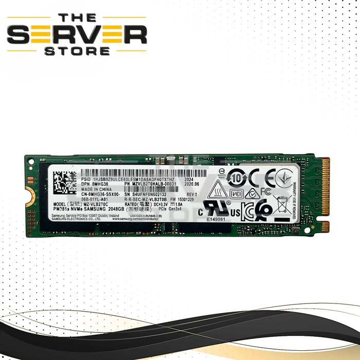Dell 2TB NVMe 2280 M.2 PCIe Gen 3.0 x4 SSD Samsung PM981a Series 0MHG36 MHG36