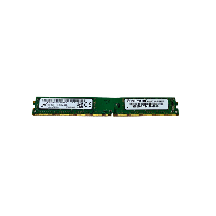 Micron 16GB 2RX8 PC4-2666V-E DDR4 ECC Unbuffered DIMM VLP Memory (MTA18ADF2G72AZ-2G6H1)