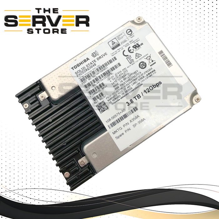 NetApp Toshiba X358A 2.5" 3.8TB 12Gbps SAS Solid State Drive (SSD). P/N: SDFAM70NHB01, 108-0057.
