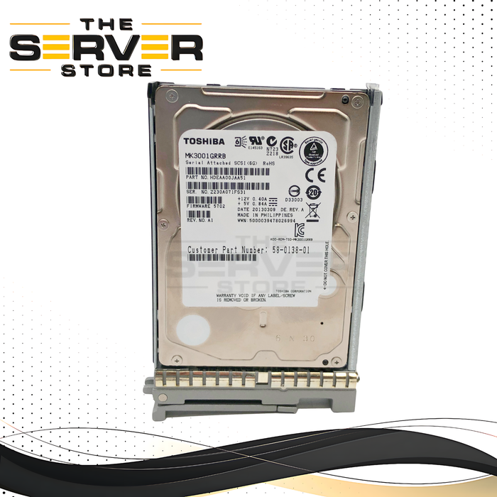 Cisco Toshiba MK3001GRRB 300GB SAS 15K RPM 2.5" Hard Disk Drive (HDD) with Cisco Tray. P/N: 58-100175-01.