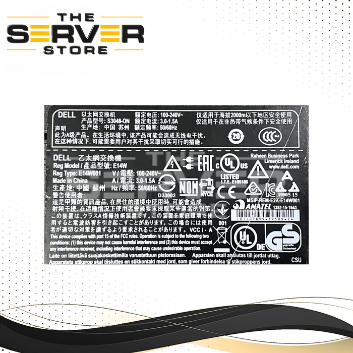Dell EMC 1GbE Switch 48x1GbE + 4x10GbE SFP+ Uplink Ports Networking S3048-ON