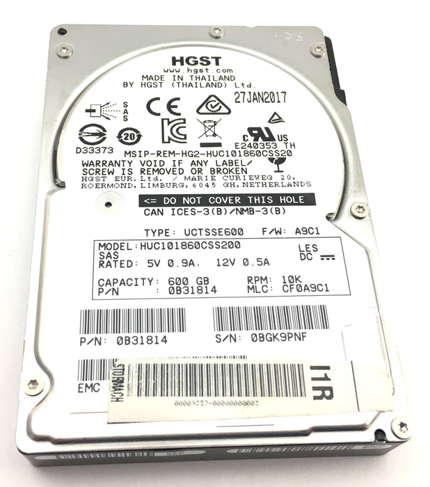 HGST 600GB 10K 12GBPS SAS 2.5'' Hard Drive (0B31814)