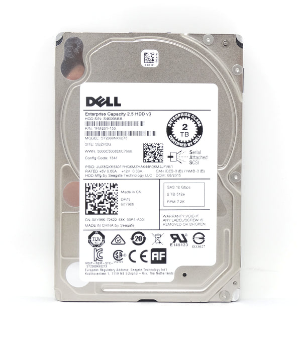 Dell Seagate Enterprise 2TB 7.2K 12Gbps SAS 2.5'' Hard Drive (XY986)