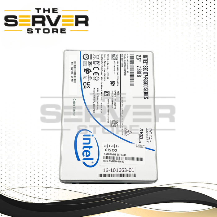 Cisco 7.68TB NVMex4 U.2 SFF 2.5" SSD Intel D7-P5500 16-101663-01 SSDPF2KX076T9K