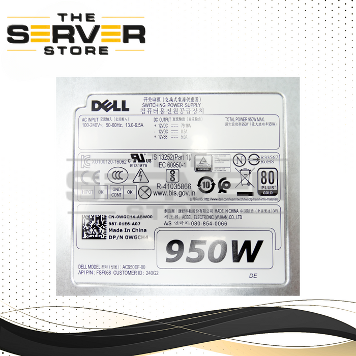 Dell 950W Power Supply PSU for Precision T5820 T5920 0WGCH4 WGCH4