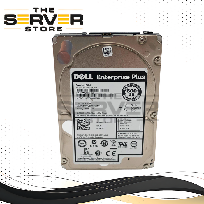 Dell Seagate Enterprise Performance 10K 600GB 10000RPM 6Gb/s SAS 2.5-inch SFF Hard Disk Drive. P/N: 9WG066-157, ST600MM0006, 00FK3C, 0FK3C.