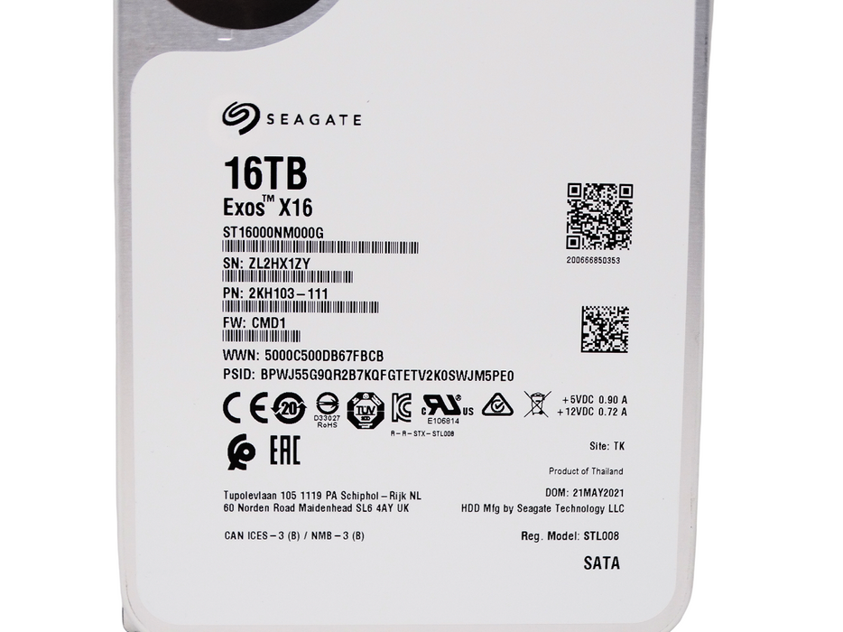 Seagate Exos X16 16TB 7200 RPM SATA 6Gb/s 3.5" HDD Hard Drive(2KH103-111)