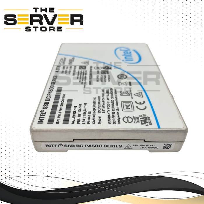 Intel DC P4500 4TB NVMe 2.5-inch U.2 3D TLC Solid State Drive (SSD) P/N: SSDPE2KX040T7.
