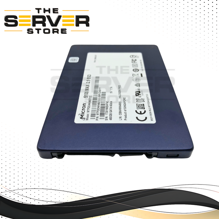 Micron 5100 Max 480GB SATA 6Gb/s 2.5-inch SFF Write Intensive Enterprise Solid State Drive (SSD). P/N: MTFDDAK480TCC.