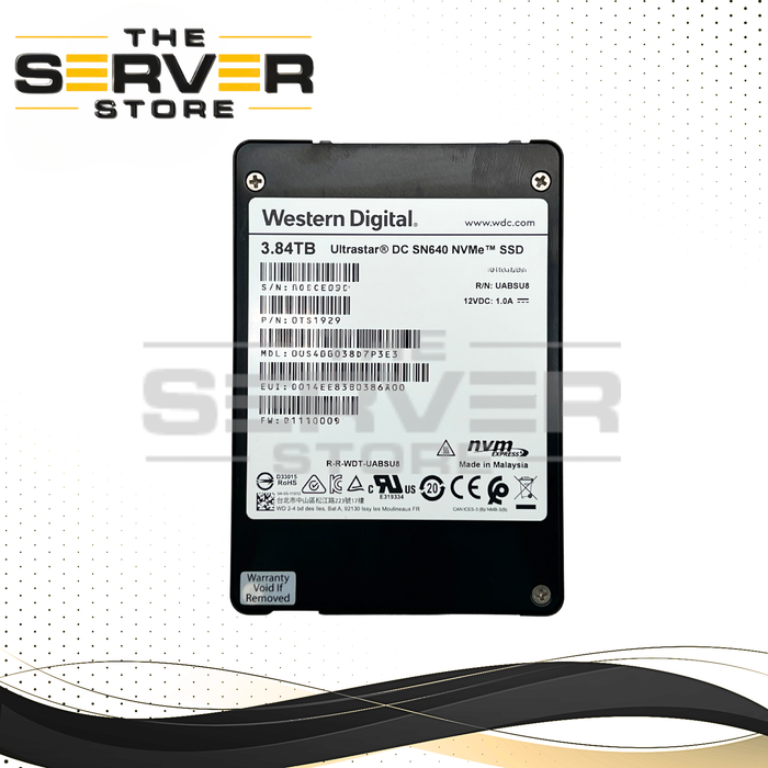 Western Digital (WD) / HGST 3.84TB NVMe U.2 PCIe Gen 3.0 x4 SFF 2.5" SSD Ultrastar DC SN640 Series WUS4BB038D7P3E3