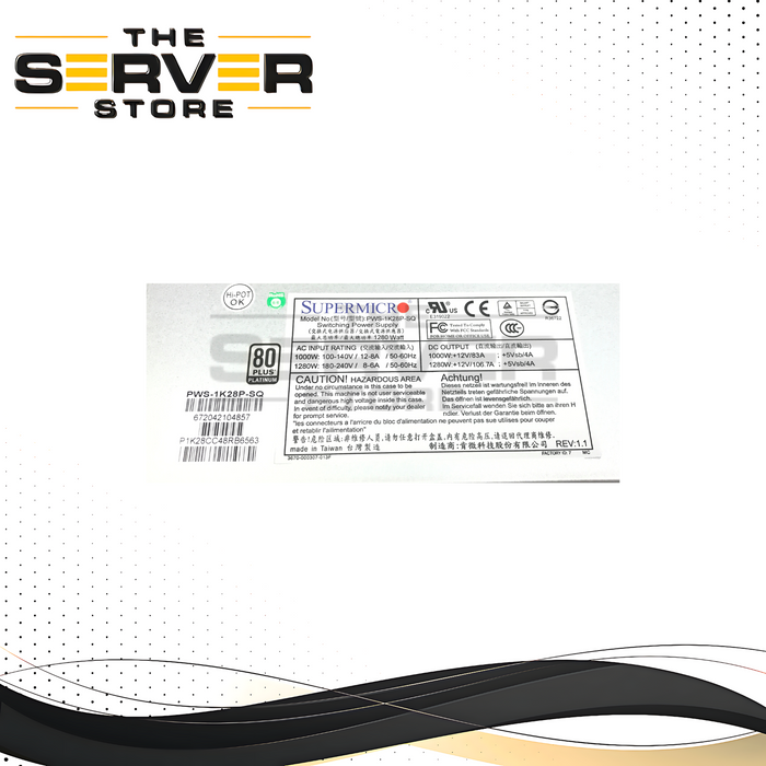 Supermicro 1280W 1U Redundant Power Supply (PWS-1K28P-SQ)