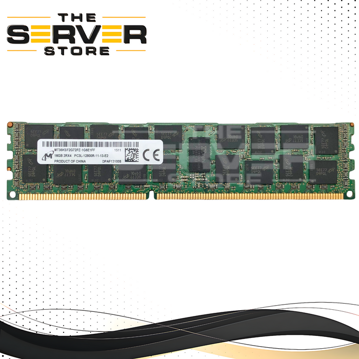 Micron 16GB 2Rx4 PC3L-12800R (DDR3L-1600) ECC Registered (RDIMM) Low Voltage Server Memory Module. P/N: MT36KSF2G72PZ-1G6E1.
