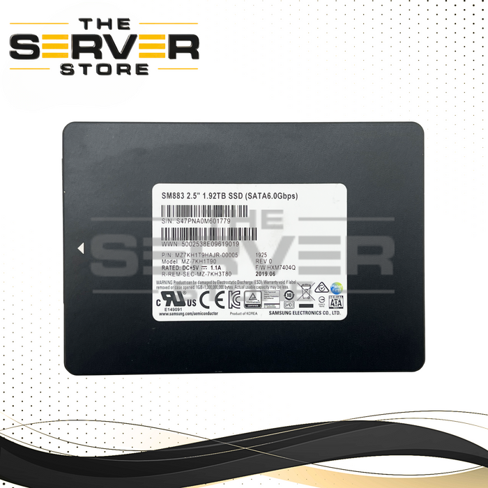 Samsung 1.92TB SATA 6G MU SFF 2.5" SED SSD SM883 Series MZ-7KH1T90 MZ7KH1T9HAJR