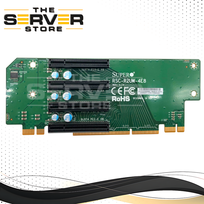 Supermicro 2U Left Hand Side (LHS) Riser Card with 4x PCIe 3.0 x8 Slots. P/N: RSC-R2UW-4E8.