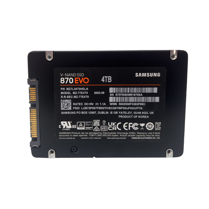 Samsung V-NAND 870 EVO 4TB SATA 6GBPS 2.5" SSD Solid State Drive (MZ7L34T0HELA)